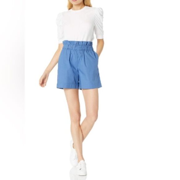 New The Drop Mariko Puff-Sleeve Crew-Neck Stretch Jersey T-Shirt in white - Picture 1 of 12